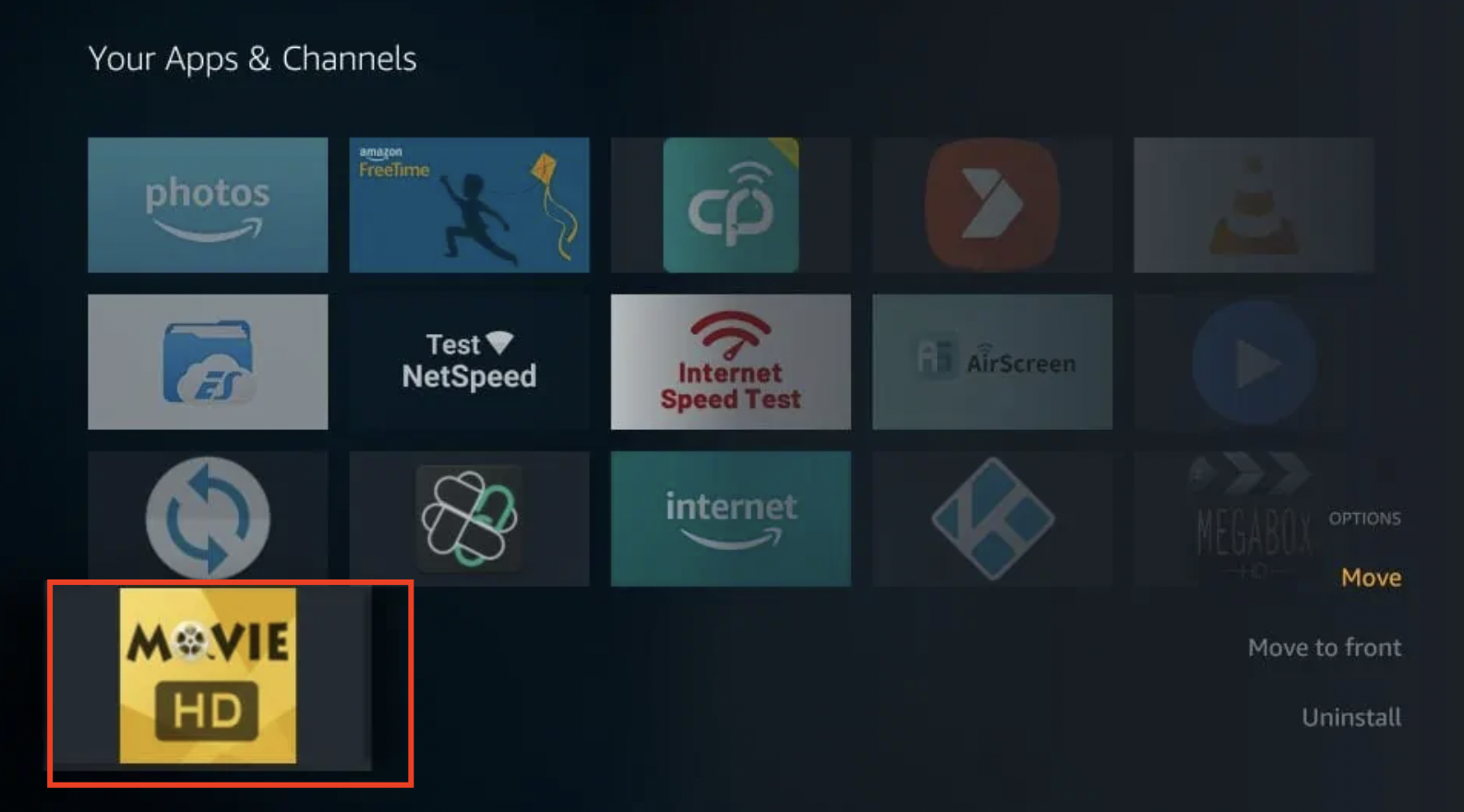Movie HD to Home Screen - FireStick