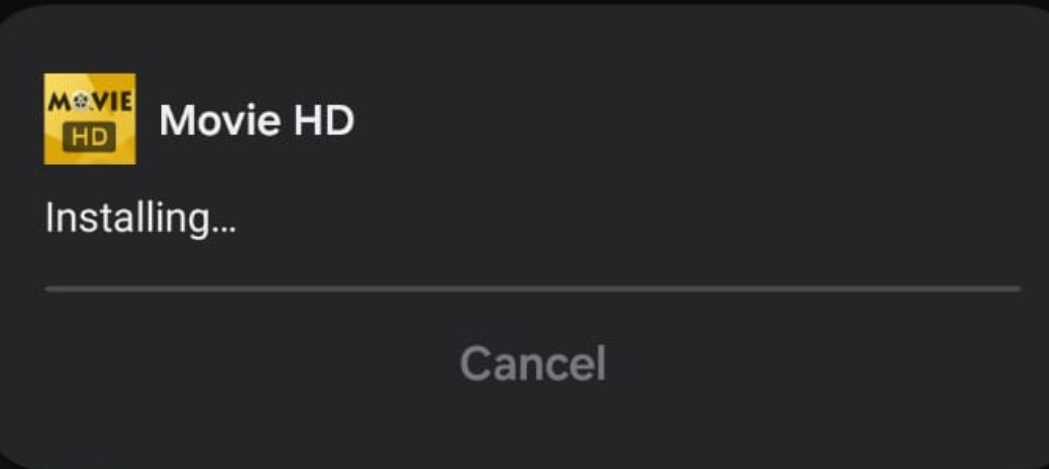 Movie HD APK Installing