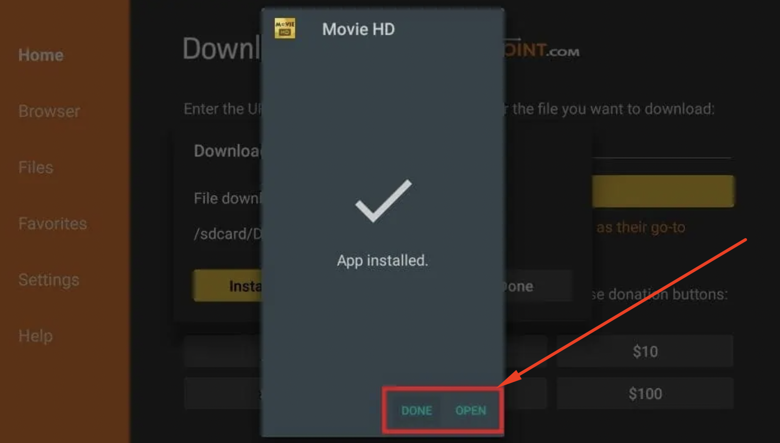 Open Movie HD App Firestick